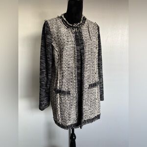 Chico Size One Tweed Blazer Black White Knit Office Workwear Special Occasion